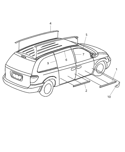 2004 Dodge Caravan Molding Diagram