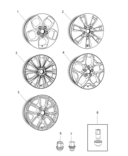 2017 Chrysler Pacifica Aluminum Wheel Diagram for 5RJ43XZAAA