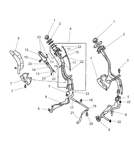 1998 Chrysler Sebring Coupe Fuel Filler Tube Diagram