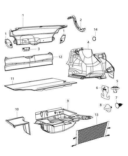 2017 Dodge Charger Carpet - Luggage Compartment Diagram