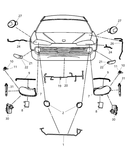 2001 Chrysler Concorde Passenger Side Headlight Assembly Diagram for 4780010AH