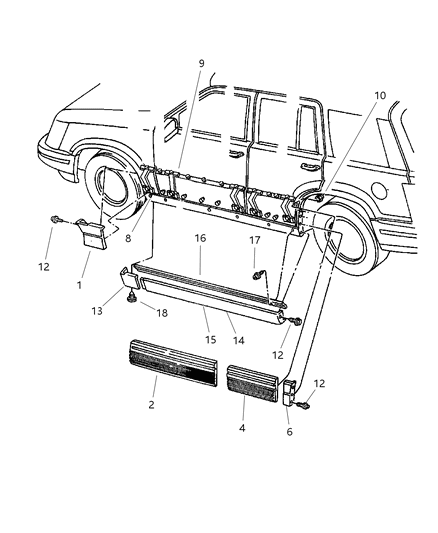 1998 Jeep Grand Cherokee APPLIQUE-Rear Door Diagram for 5DP87SS5