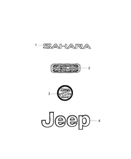 2019 Jeep Wrangler Nameplates & Medallions Diagram