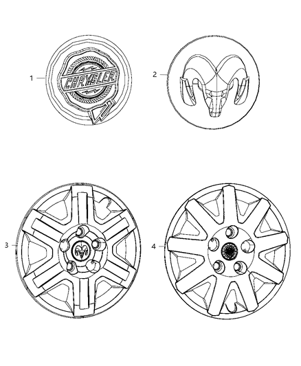 2011 Chrysler Town & Country Wheel Center Cap Diagram for 1LB74SZ7AA