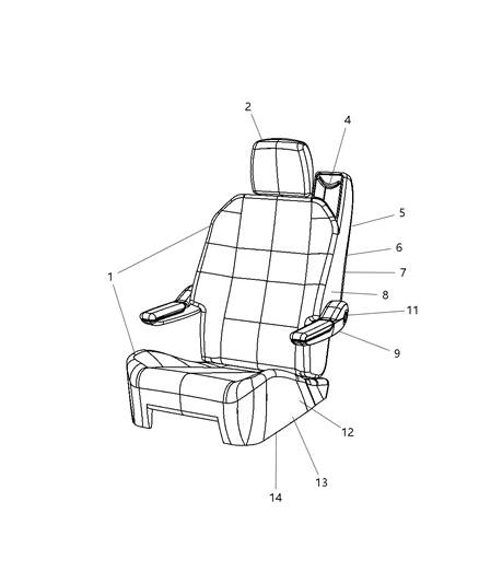 2009 Chrysler Town & Country Rear Seat Back Cover Diagram for 1HV331T1AA