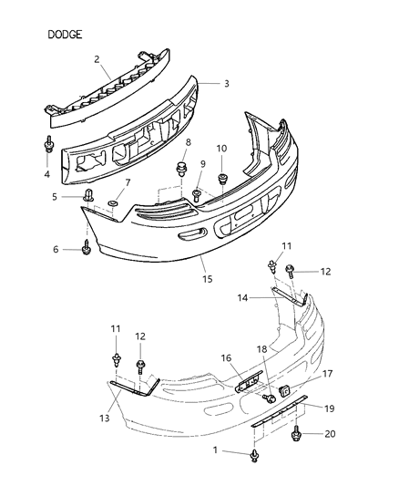 2002 Dodge Stratus Rear Bumper & Fascia Diagram