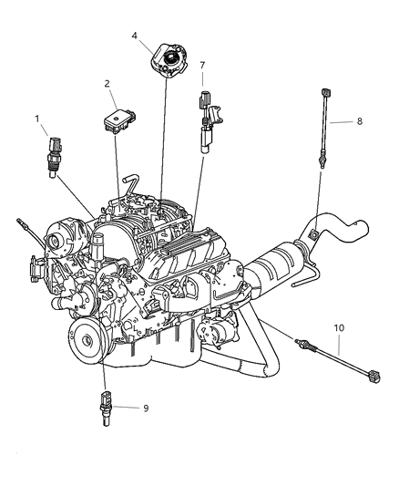 2002 Dodge Ram Wagon Sensors - Engine Diagram