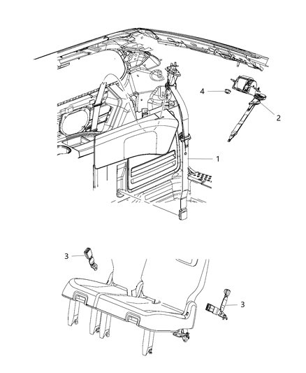 2008 Dodge Grand Caravan 2Nd Rear Outer Seat Belt Diagram for ZV721K5AA