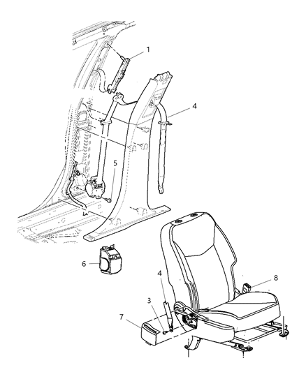 2011 Dodge Avenger Seat Belts Front Diagram