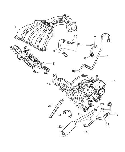 2004 Dodge Neon Tube-Turbo Water Inlet Diagram for 4884281AE