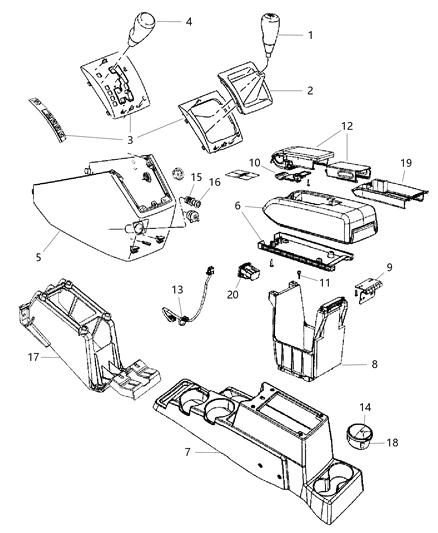 2010 Dodge Caliber Housing-Console SHIFTER Diagram for 1PK82XDVAB