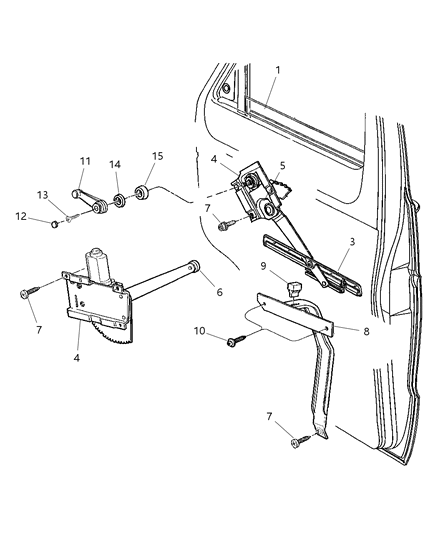 1997 Dodge Ram Wagon Door, Front Glass & Regulator Diagram