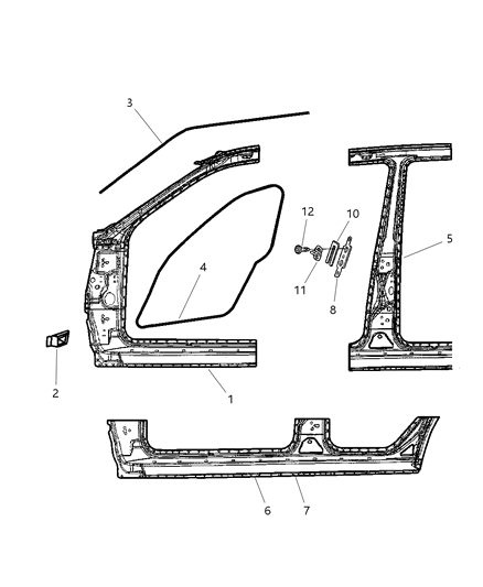 2000 Jeep Grand Cherokee Panel Side Sill Outer Only Diagram for 5017868AA