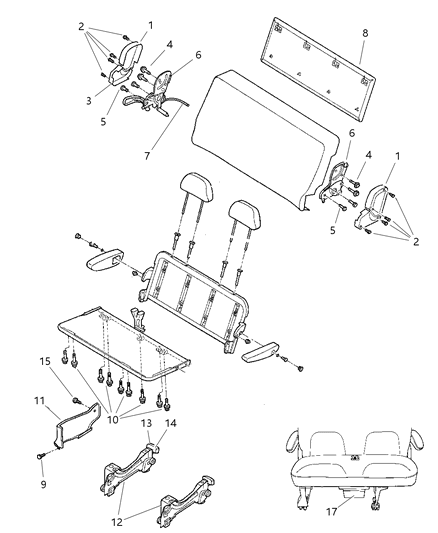 2007 Chrysler Town & Country Second Seat - Bench Diagram 1