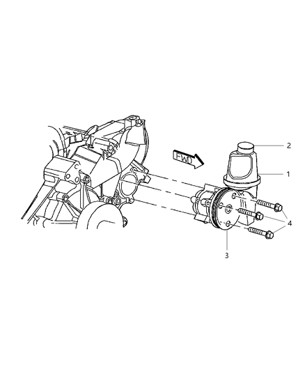 2007 Dodge Dakota Pump - Mounting & Pulley Diagram