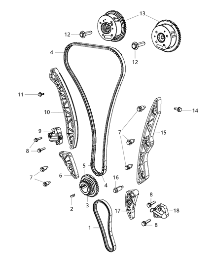 2012 Dodge Journey TENSIONER-Chain Diagram for 5047281AA