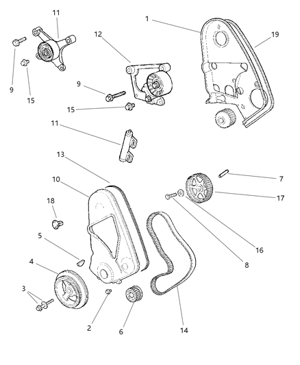 1999 Chrysler Cirrus Timing Belt & Cover Diagram 1