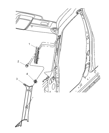 2005 Dodge Magnum Molding - A Pillar Diagram