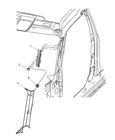 2005 Chrysler 300 Molding - A Pillar Diagram