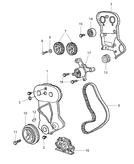 2005 Chrysler Sebring Timing Belt / Chain & Cover Diagram 1