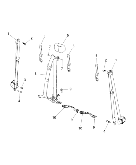 2014 Ram 4500 Seat Belts - Rear Diagram