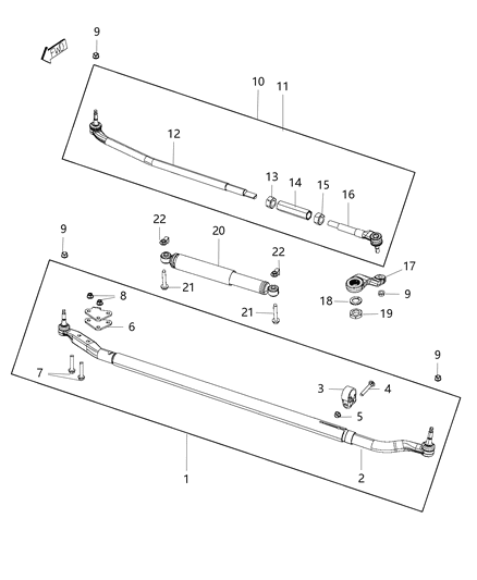 2018 Ram 3500 Tie Rod E-Outer Diagram for 68236711AF