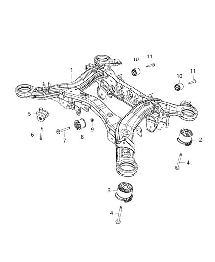 2017 Jeep Grand Cherokee Cradle, Rear Suspension Diagram