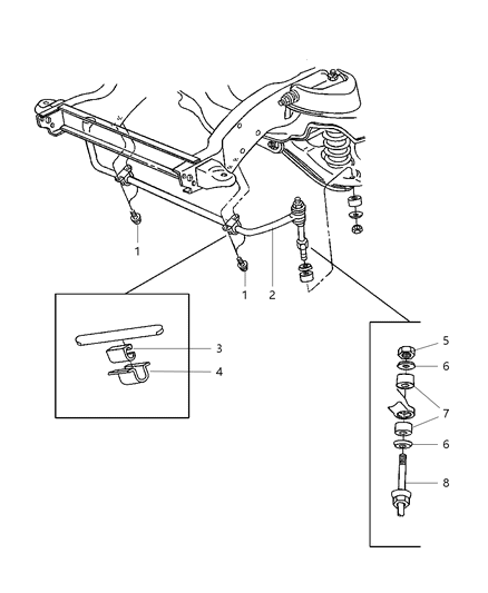 1999 Dodge Ram 2500 Quad & Club Cab Front Stabilizer Bar Diagram