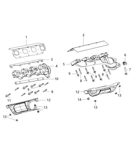 2019 Dodge Durango Exhaust Manifolds And Heat Shields Diagram 1