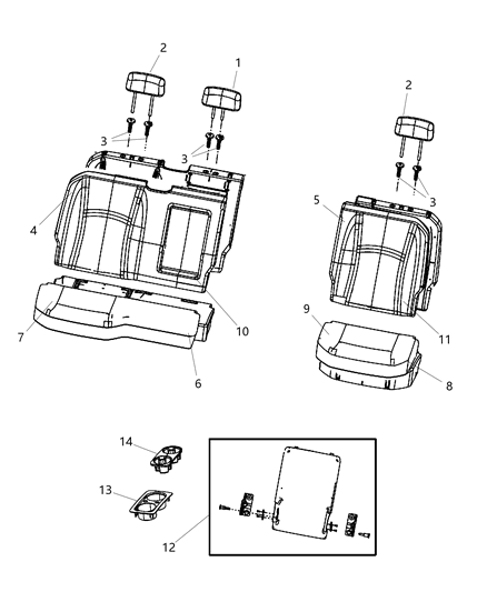 2009 Dodge Ram 1500 Rear Seat - Split Seat Diagram 1