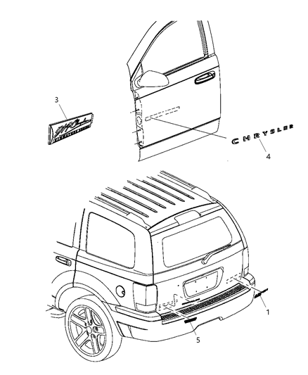 2008 Chrysler Aspen Nameplates - Emblem & Medallions Diagram