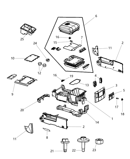 2011 Ram 3500 Floor Console Diagram 1