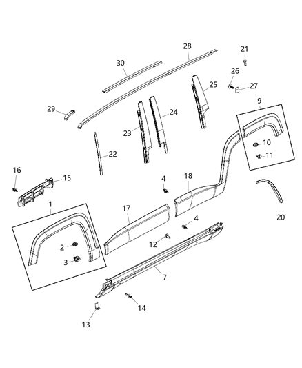 2016 Jeep Renegade Clip-Trim Diagram for 68102758AA