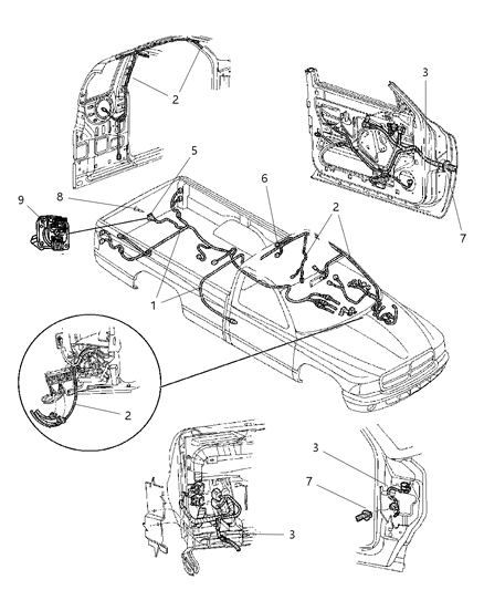 2004 Dodge Dakota Wiring-Front Door Diagram for 56049511AB