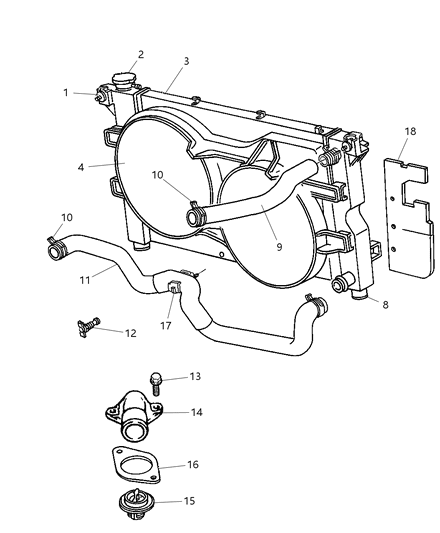 2000 Chrysler Town & Country Radiator & Related Parts Diagram 2