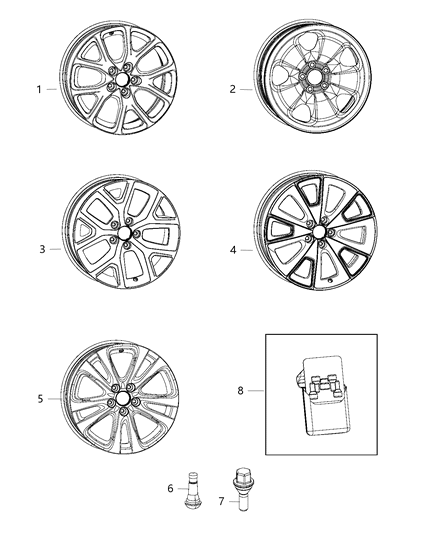 2015 Jeep Cherokee Wheels & Hardware Diagram