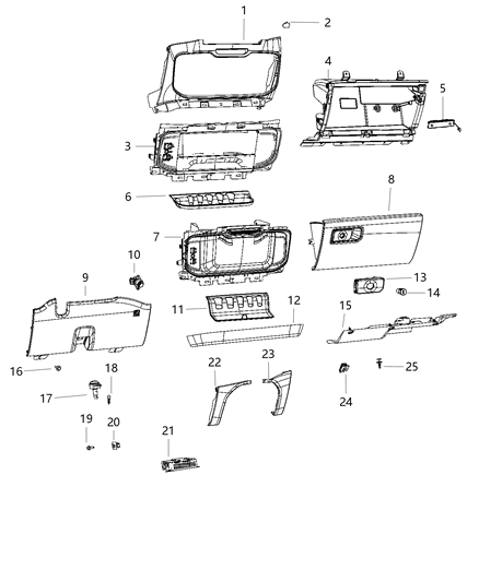 2020 Ram 3500 Instrument Panel, Lower Diagram