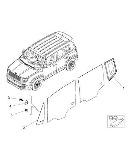 2015 Jeep Renegade Glass-Quarter Window Diagram for 68255561AA