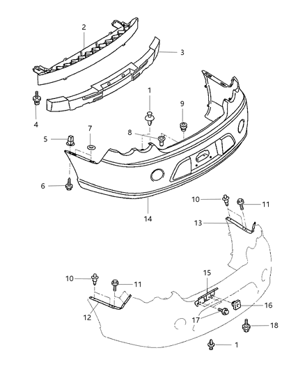 2003 Dodge Stratus Beam-Bumper Diagram for MR971000