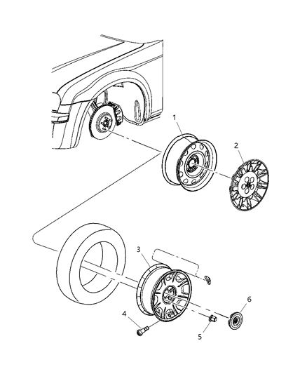 2005 Dodge Magnum Wheel Covers & Caps Diagram