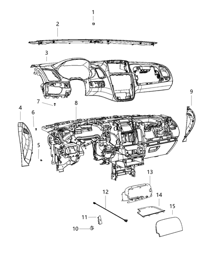 2020 Dodge Grand Caravan Instrument Panel & Structure Diagram 1