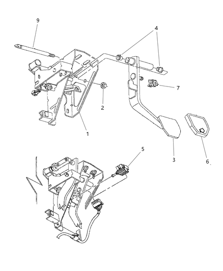 1998 Dodge Neon Pedal Brake & Pad MTX Diagram for 4683020