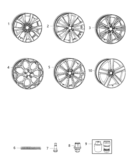 2015 Chrysler 300 Aluminum Wheel Diagram for 5SQ081XFAA