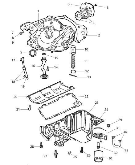 2005 Chrysler 300 Fitting-Engine Oil Cooler Diagram for 4792914AA