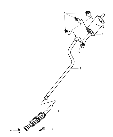 2002 Chrysler PT Cruiser Exhaust Muffler Diagram for 5278502AB