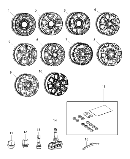 2020 Ram 2500 Aluminum Wheel Diagram for 6MP64RXFAA