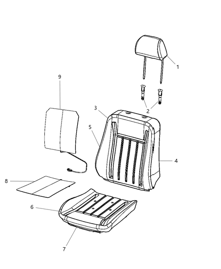 2011 Dodge Charger Front Seat Cushion Cover Diagram for 1VL97DX9AA