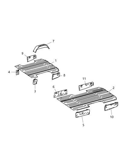 2009 Dodge Sprinter 2500 Floor Pan Substructure, Rear Diagram