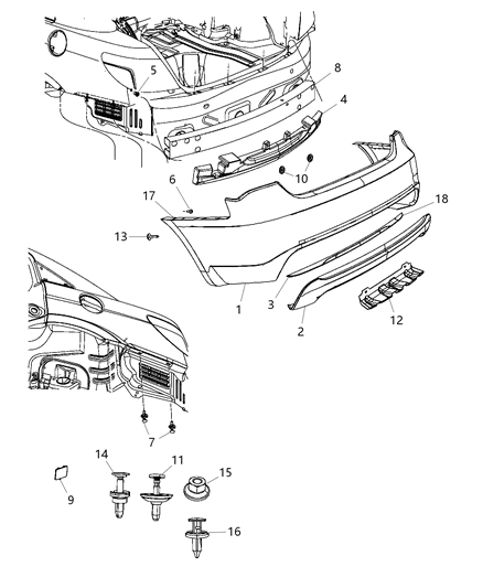 2014 Chrysler 200 Bracket-FASCIA Diagram for 68081890AE