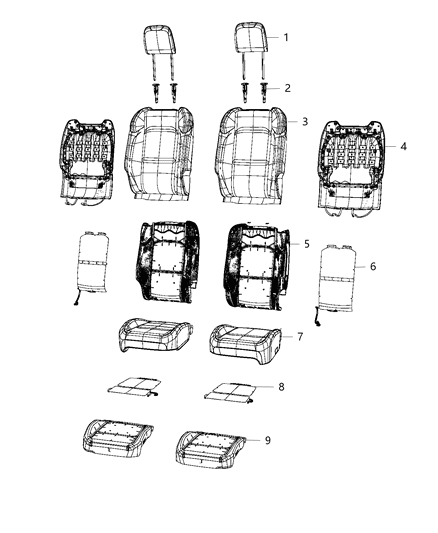 2020 Jeep Gladiator Front Seat, Bucket Diagram 3